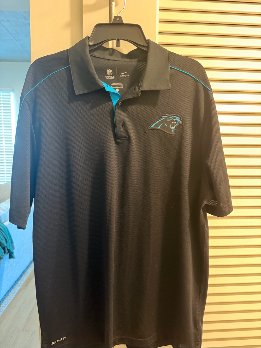 NFL Carolina Panthers Black & Panthers Blue Polo Shirt